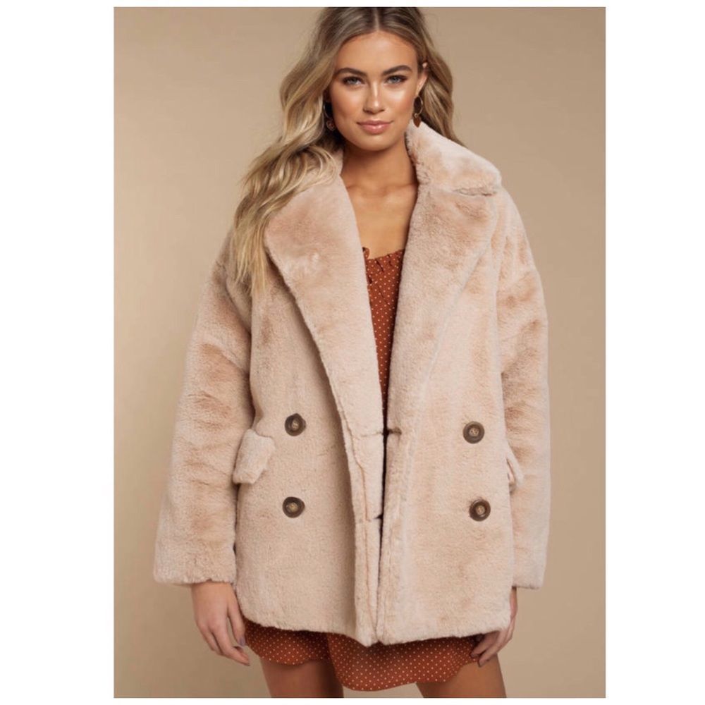 FREE People Kate Faux Fur Coat Jacket In Apricot - Picture 13 of 15